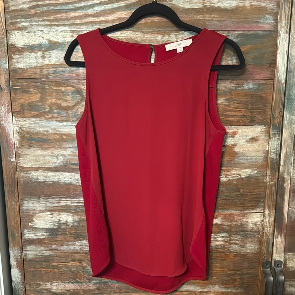 Loft Red Mixed Media Sleeveless Top